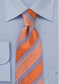 XXL stropdas gestreept met oranje...