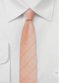 Smalle zalmkleurige stropdas met ruit