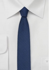 Smalle stropdas donkerblauw met met geruit...