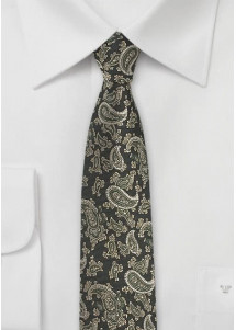 Stropdas Paisley motief zwart beige