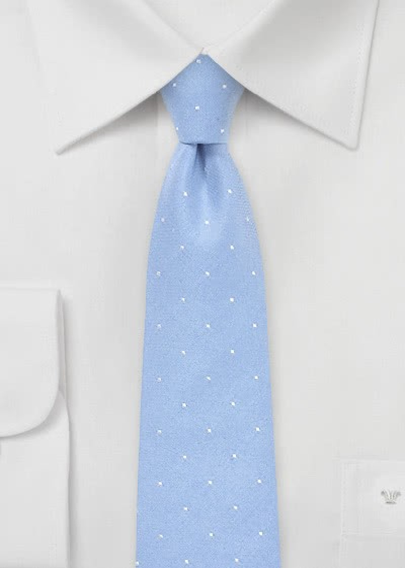 Stropdas katoen gespikkeld blauw