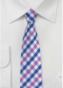 Stropdas rose koninklijk blauw geruit
