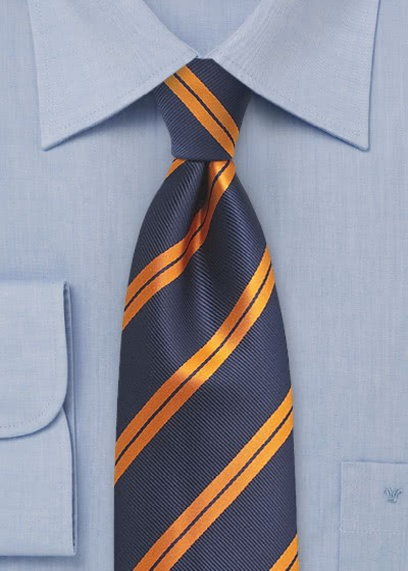 Stropdas gestreept blauw oranje
