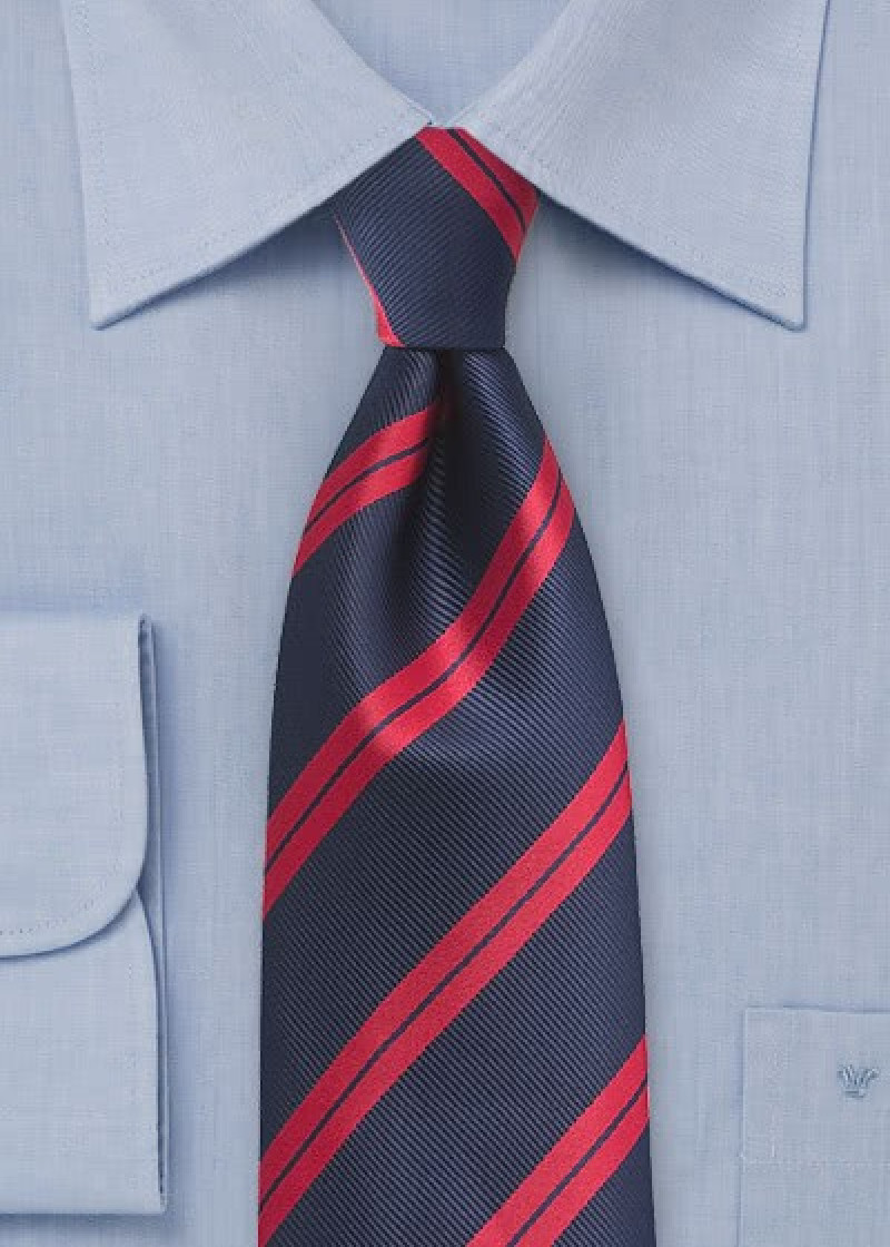 Stropdas gestreept donkerblauw rood