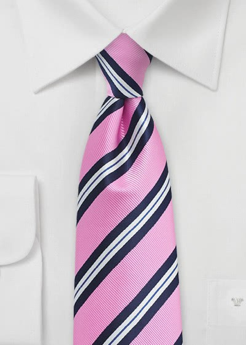 Stropdas gestreept roze blauw