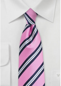 Stropdas gestreept roze blauw