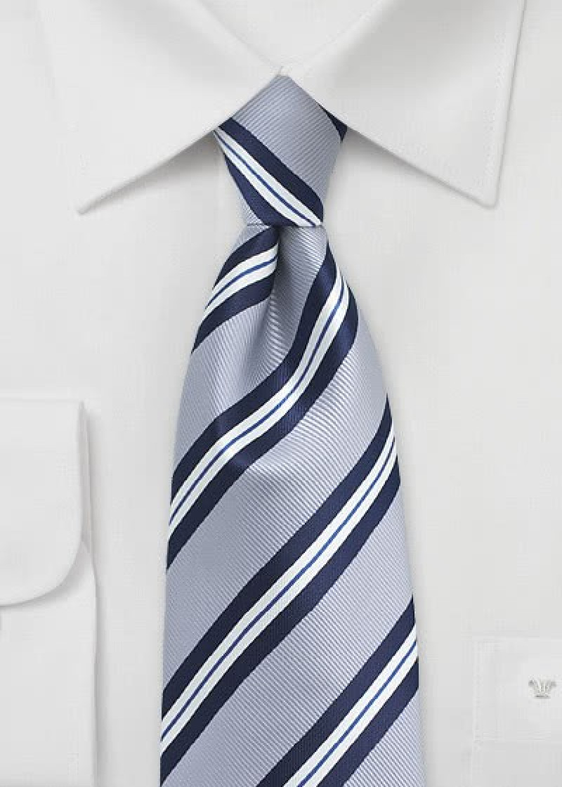 Stropdas gestreept grijs blauw