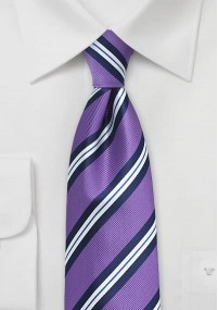 Gestreepte stropdas in paars en marineblauw