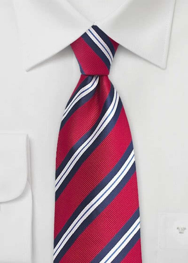 Stropdas gestreept rood blauw