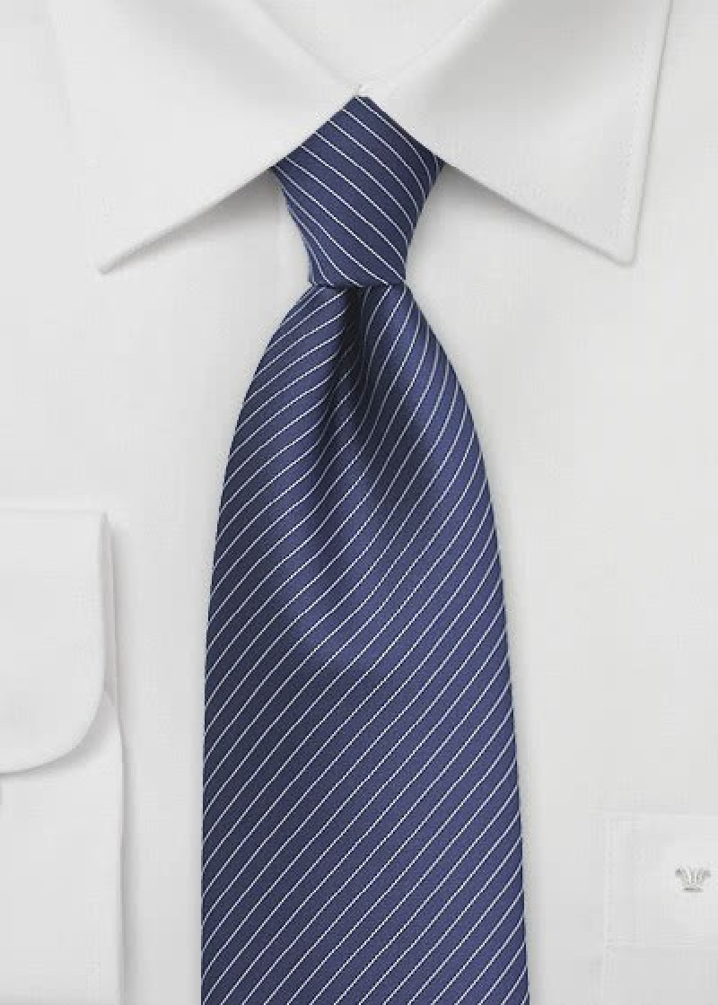 Stropdas blauw met lamellen-look
