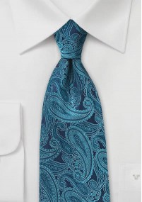 Stropdas Paisley-patroon donker turquoise