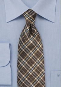 Krawatte Glencheckdesign mokkafarben