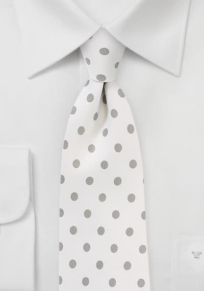 Krawatte grob getupft weiß grau