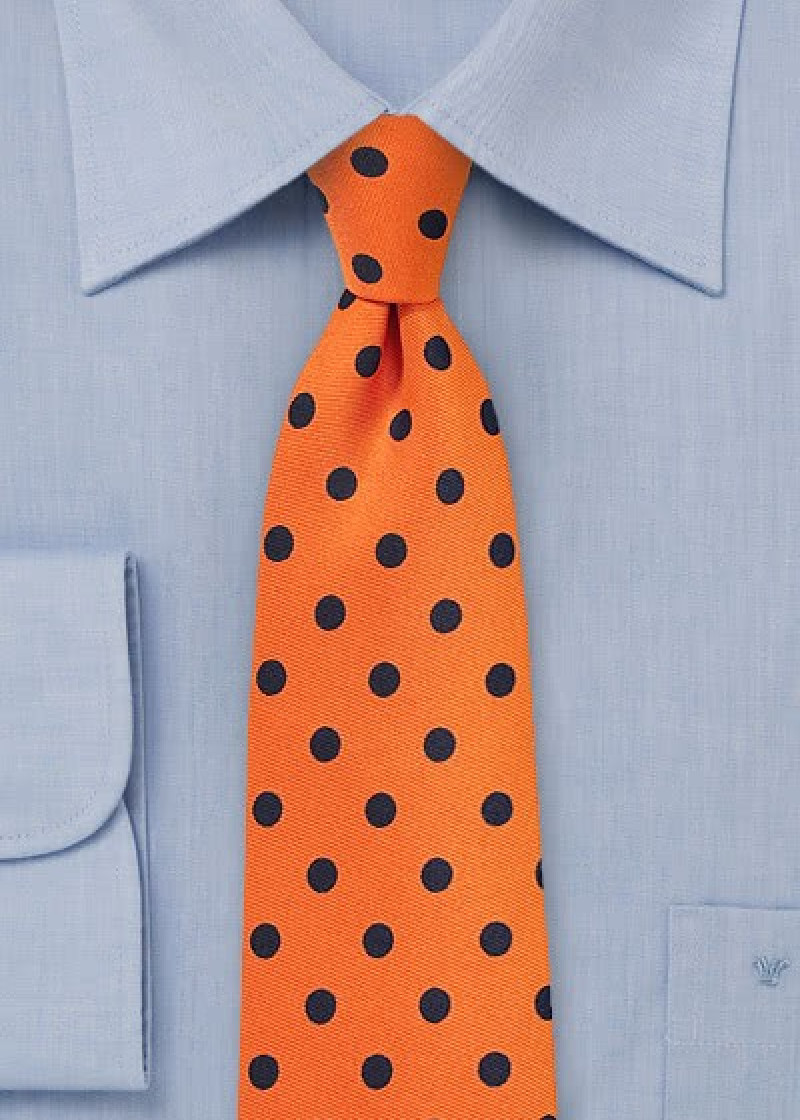 Stropdas grof oranje marineblauw met
