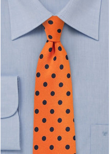 Stropdas grof oranje marineblauw met...