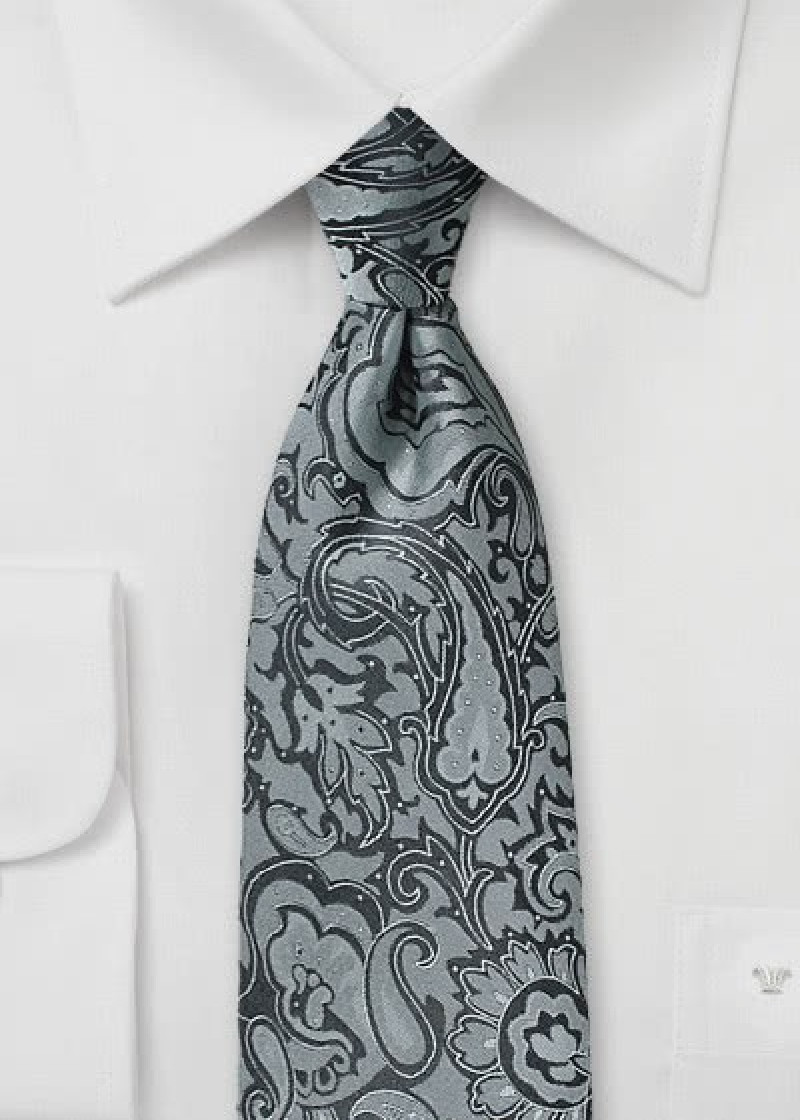Paisley stropdas grijs