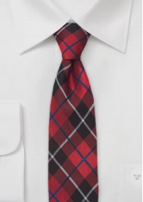 Krawatte schlank Karo-Design rot