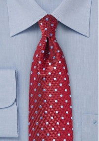 Rode stropdas lichtblauw gestippeld