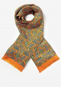 Zijden sjaal Paisleymotief oranje