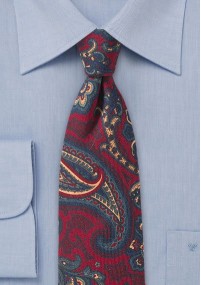 Paisley-patroon zakelijke stropdas wol...