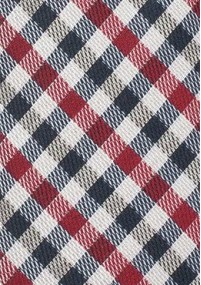 Krawatte Vichy-Karo marineblau rot perlmuttfarben