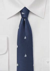 Zakelijke stropdas zeilboten navyblauw