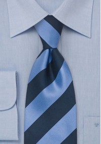 Fertig gebundene Krawatte Blockstreifen taubenblau navy