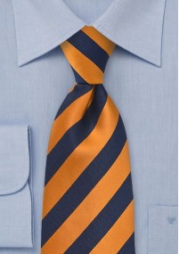 XXL-stropdas streeppatroon donkerblauw koper