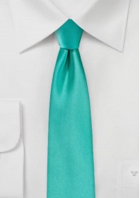 Zakelijke stropdas smal effen blauwgroen