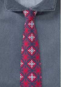 Moderne mittelrote Krawatte mit Talavera-Dessin
