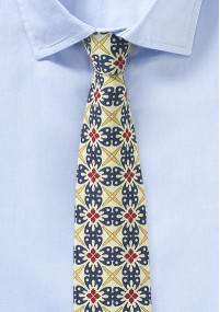 Gele stropdas met spannende Talavera print