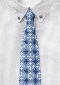Ijsblauwe stropdas met Talavera ornament...