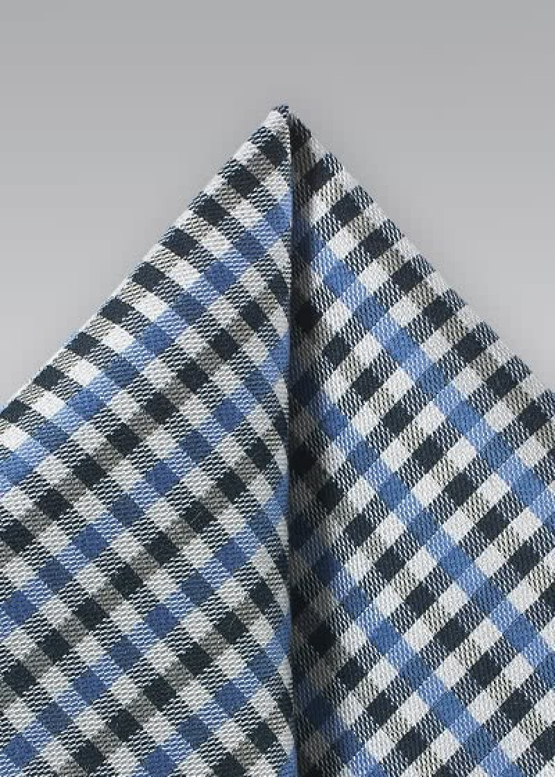 borstzakdoek Vichy check nacht zwart licht blauw