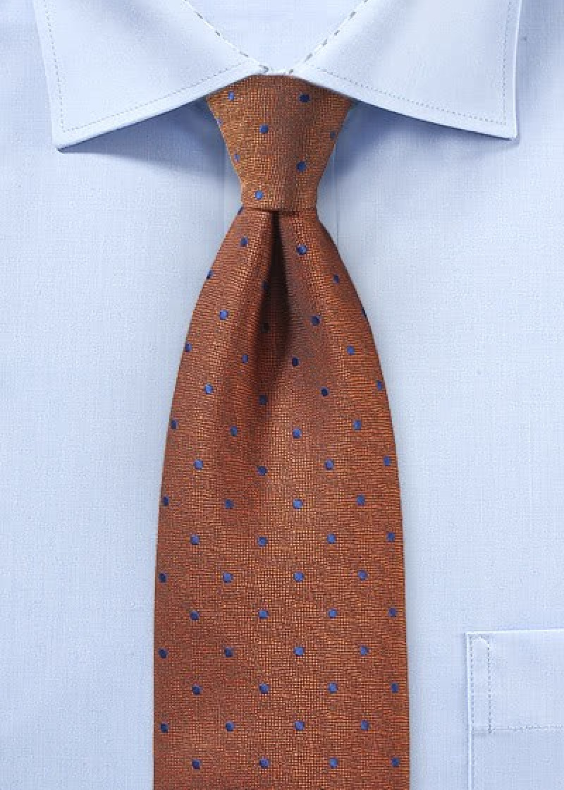 Zakelijke stropdas terracotta puntjes-patroon