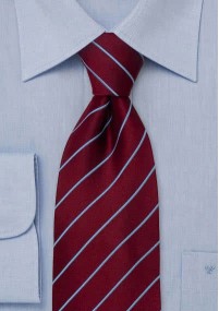 Clip stropdas bordeaux/lichtblauw