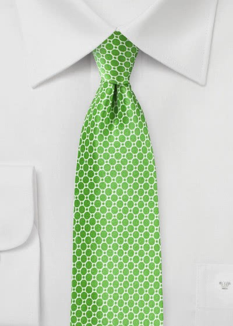 Herenstropdas roosterpatroon retro groen