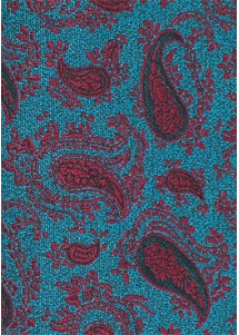 Businesskrawatte dunkeltürkis bordeauxrot Paisley
