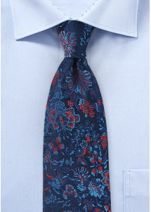 Kravatte Blumenmuster navy