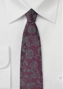 Bloemenpatroon zakelijke stropdas bordeaux