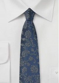 Donkerblauwe stropdas met bloemenpatroon