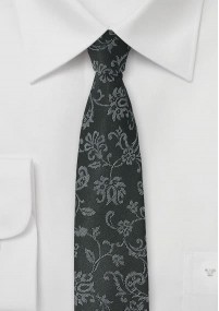 Bloemenpatroon stropdas diepzwart