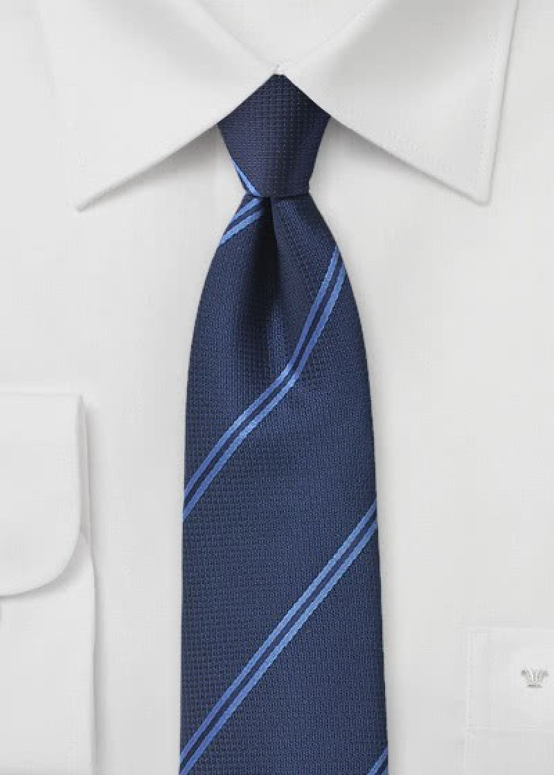 Herenstropdas strependesign navyblauw hemelsblauw