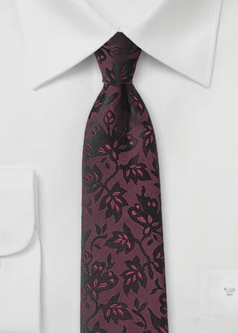 Stropdas twijgenpatroon bordeaux
