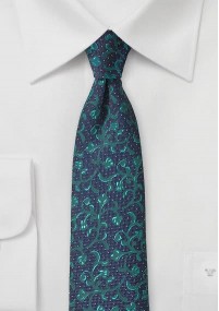 Krawatte Ranken-Muster petrol marineblau