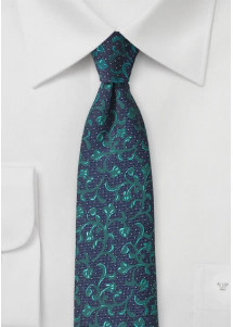 Stropdas twijgenpatroon donker turquoise...