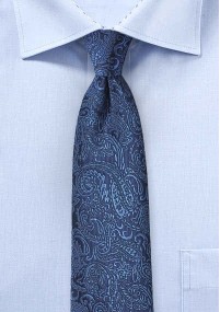 Opvallende stropdas Paisley blauw duivenblauw