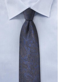 Stylische Krawatte Paisley ultramarinblau dunkelbraun