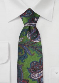 Krawatte Paisleymotiv braungrün
