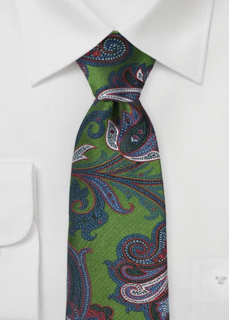 Tie Paisley bruin groen