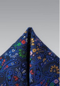 Zakdoek zijde paisley patroon blauw